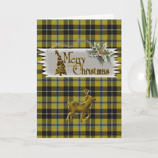 Cornish Tartan Merry Christmas Holiday Card (Front)