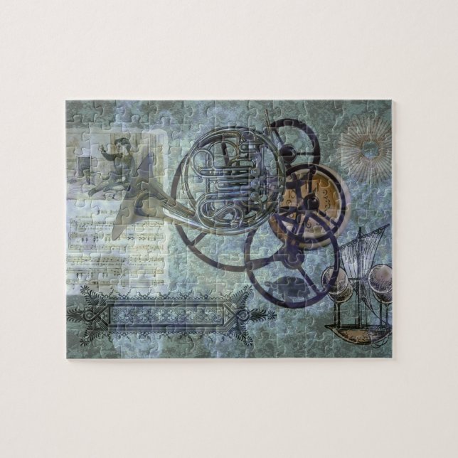Cornucopia, a French Horn Steampunk Fantasy Jigsaw Puzzle (Horizontal)