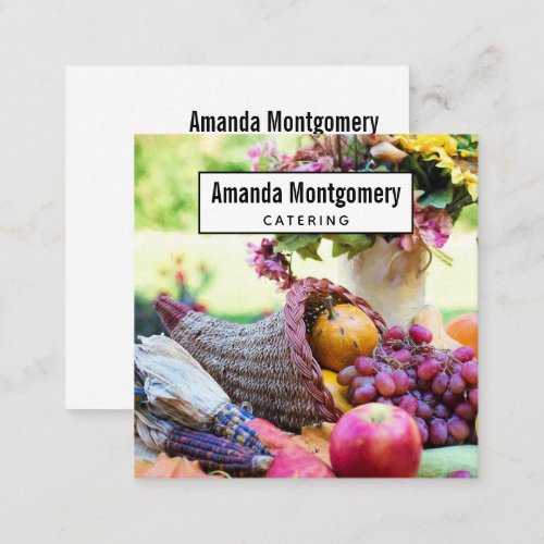 Cornucopia Autumn Harvest Chefs Table Square Business Card