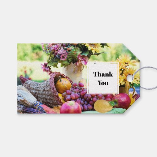 Cornucopia Autumn Harvest Chefs Table Thank You Gift Tags