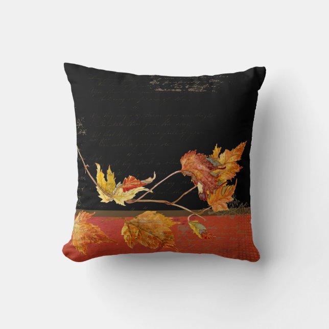 Cornucopia Autumn Harvest Leaves Pomegranate grape Throw Pillow (Front)