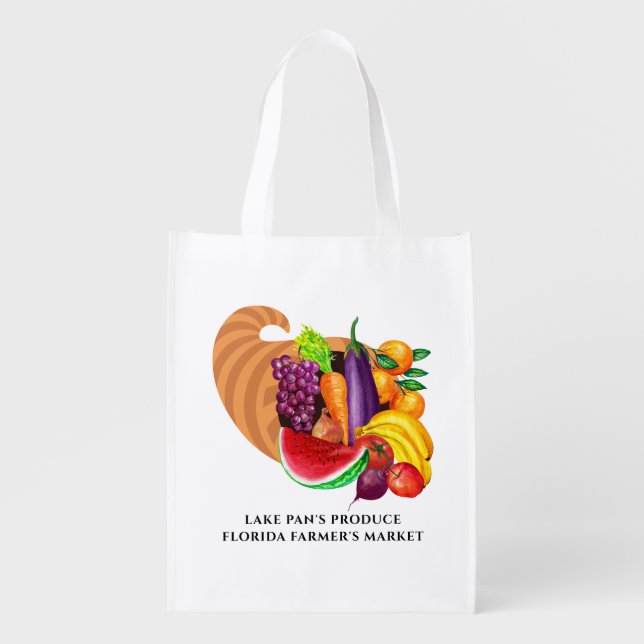 Cornucopia Fruits and Vegetables Logo Reusable Grocery Bag (Front)