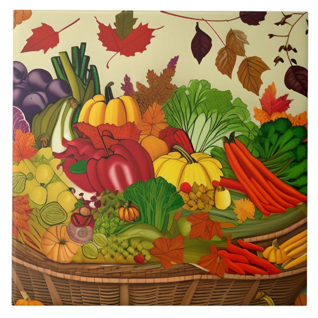 Cornucopia full of vegetables   ceramic tile (Front)