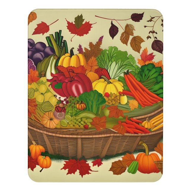 Cornucopia full of vegetables  door sign (Contemporary Vert)