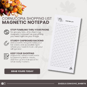 Cornucopia Grocery List Magnetic Notepad