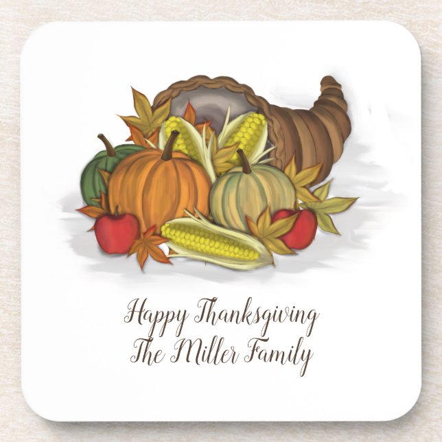 Cornucopia Harvest   Beverage Coaster (Front)