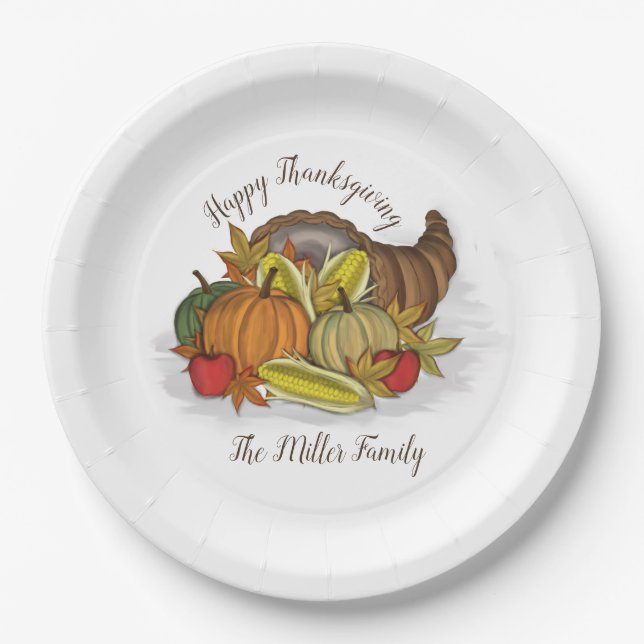 Cornucopia Harvest Paper Plates (Front)