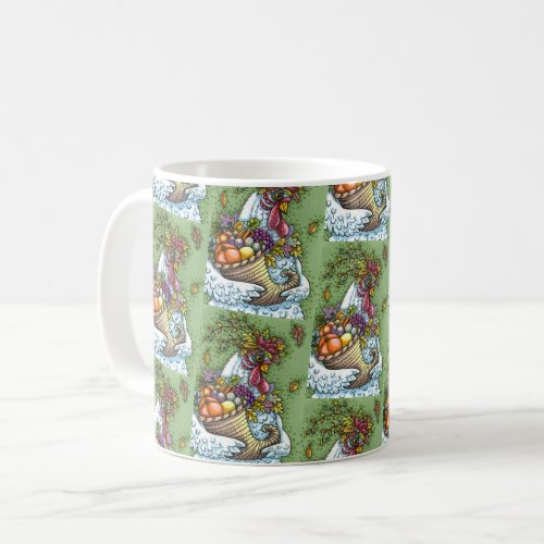 CORNUCOPIA HEN THANKSGIVING CHICKEN FALL HARVEST COFFEE MUG