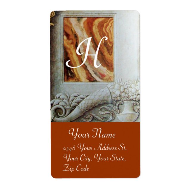 CORNUCOPIA  MONOGRAM , black and white grey brown Label (Front)