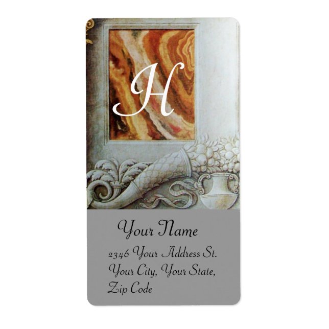 CORNUCOPIA  MONOGRAM , black and white grey brown Label (Front)