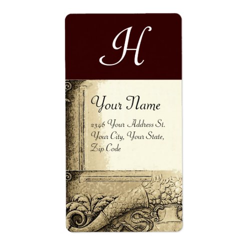 CORNUCOPIA  MONOGRAM  black and white grey brown Label