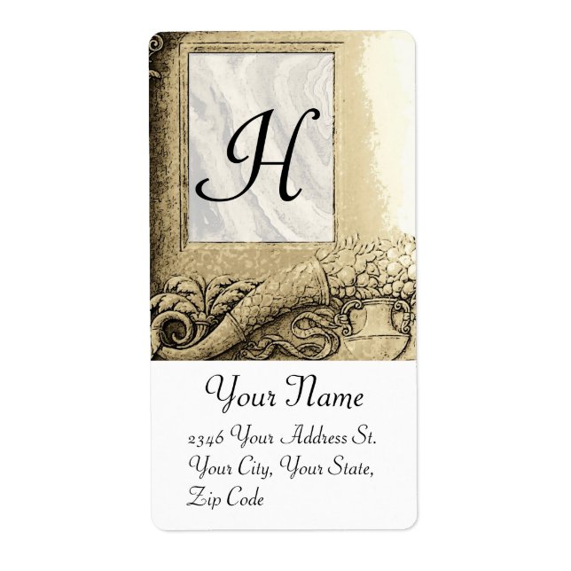 CORNUCOPIA  MONOGRAM , black and white grey Label (Front)