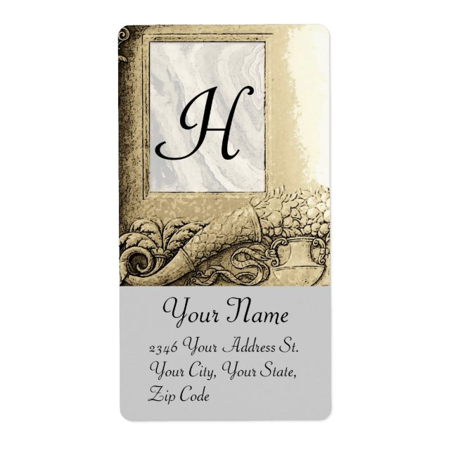 CORNUCOPIA  MONOGRAM , black and white grey Label (Front)