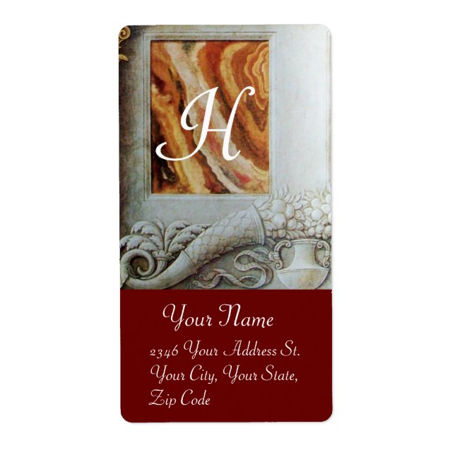 CORNUCOPIA  MONOGRAM , black white grey brown red Label (Front)