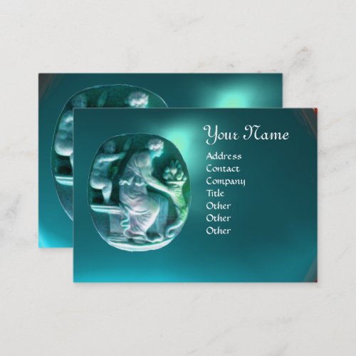 CORNUCOPIA  MONOGRAM bright blue green aquamarine Business Card