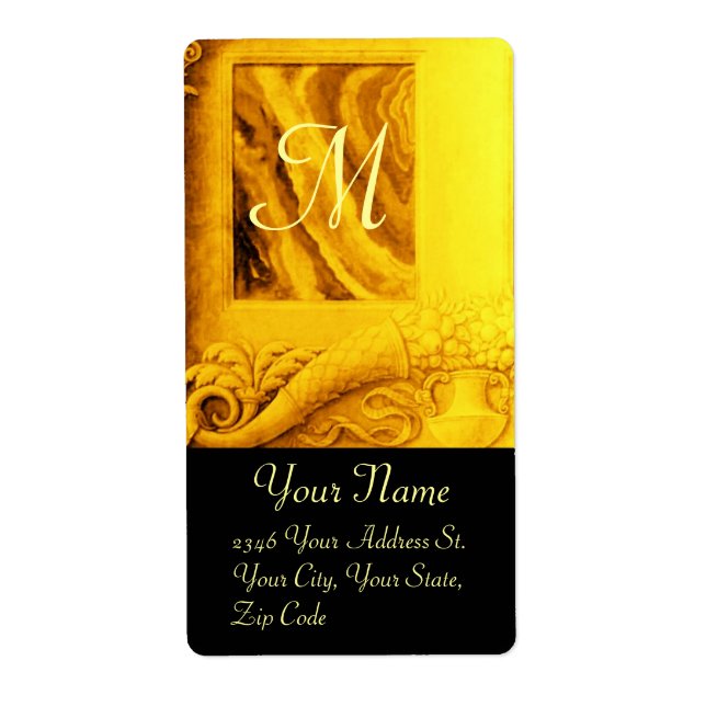 CORNUCOPIA  MONOGRAM , bright gold yellow black Label (Front)