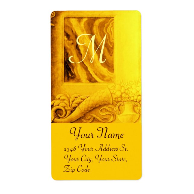 CORNUCOPIA  MONOGRAM , bright gold yellow brown Label (Front)