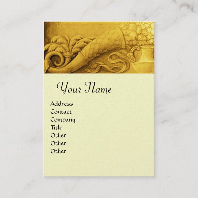 CORNUCOPIA  MONOGRAM , bright gold yellow Business Card (Front)