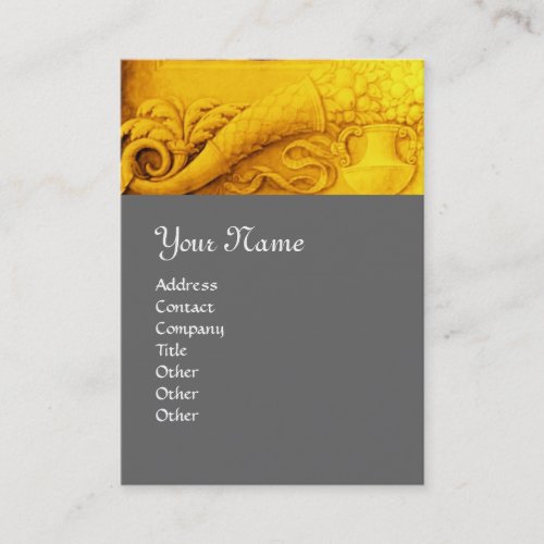 CORNUCOPIA  MONOGRAM  bright gold yellowgrey Business Card