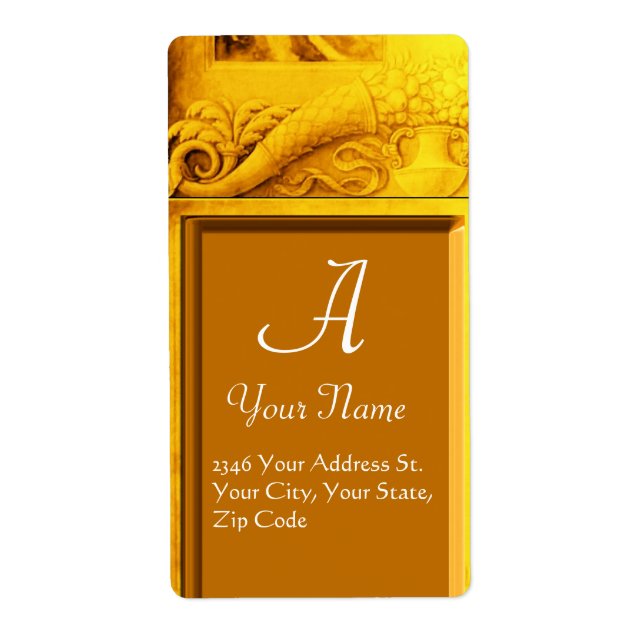 CORNUCOPIA  MONOGRAM , bright gold yellow Label (Front)