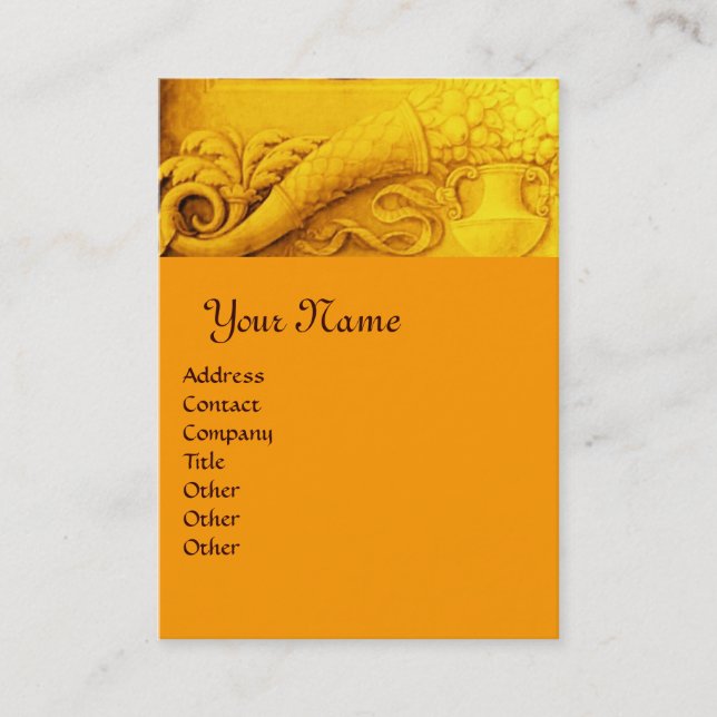 CORNUCOPIA  MONOGRAM , bright gold yellow orange Business Card (Front)