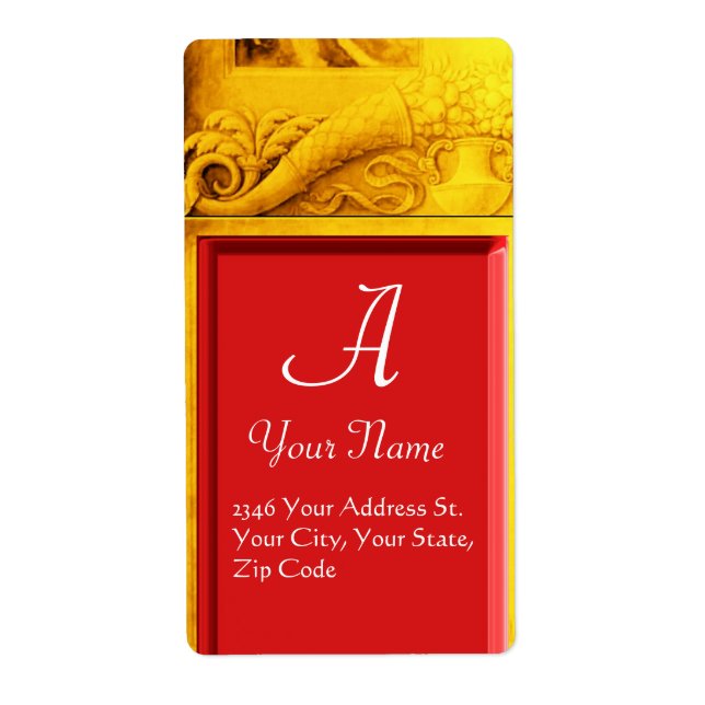 CORNUCOPIA  MONOGRAM , bright gold yellow red Label (Front)