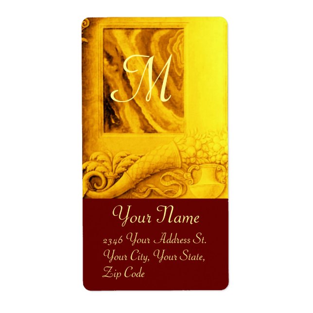 CORNUCOPIA  MONOGRAM , bright gold yellow red Label (Front)