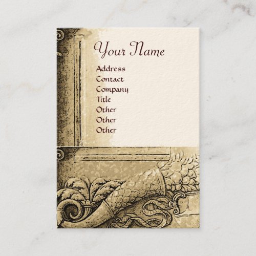 CORNUCOPIA  MONOGRAM  Brown Sepia White Business Card