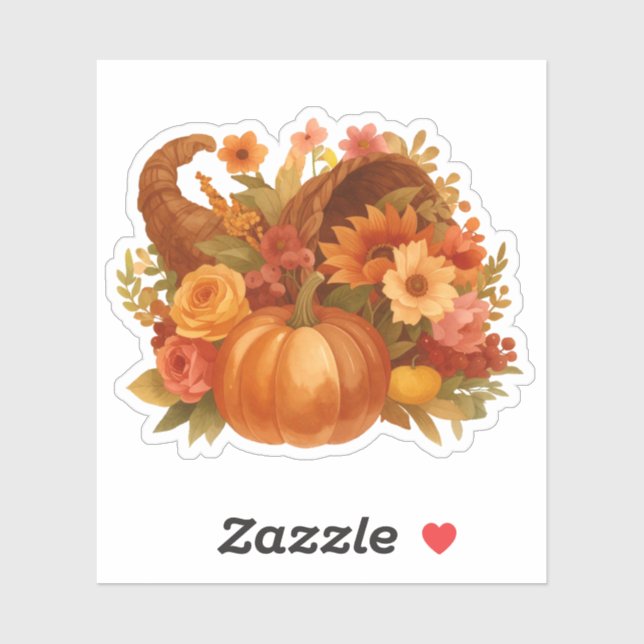 Cornucopia Pumpkin Autumn Harvest  Sticker (Sheet)