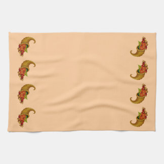 Cornucopia Row Peach Kitchen Towels