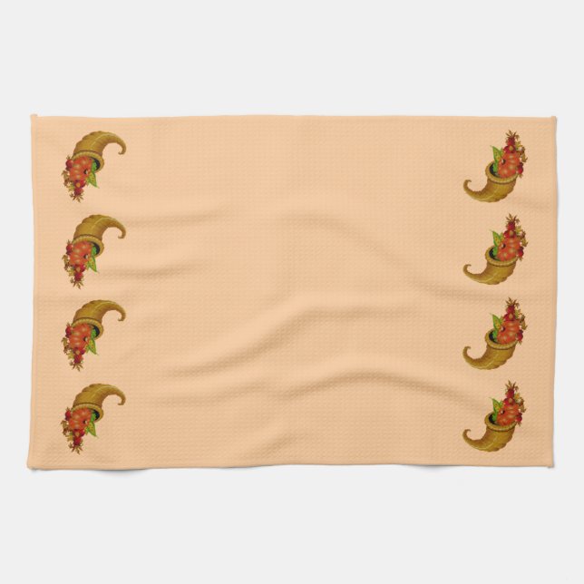 Cornucopia Row Peach Kitchen Towels (Horizontal)