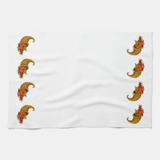 Cornucopia Row White Kitchen Towels