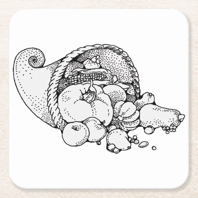 cornucopia square paper coaster (Front)