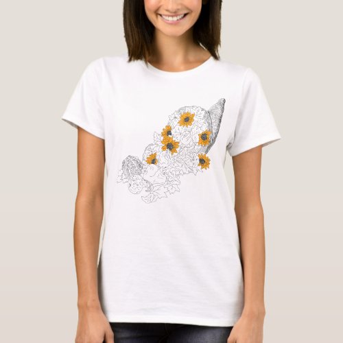 Cornucopia Sunflowers Pumpkins T_Shirt