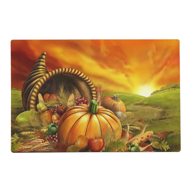 Cornucopia Thanksgiving Paper Placemat (Front)