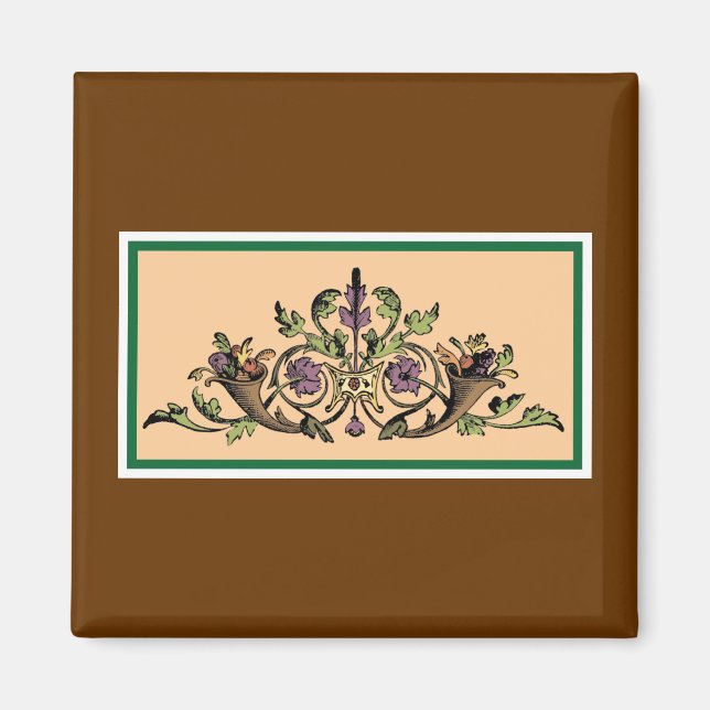 Cornucopia Vintage Thanksgiving Art Magnet (Front)