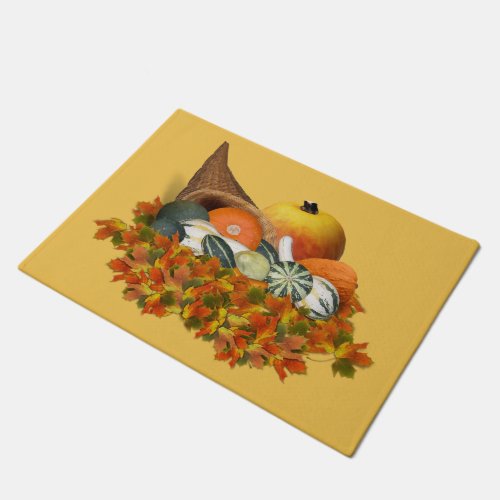 Cornucopia with Fall Gourds Doormat