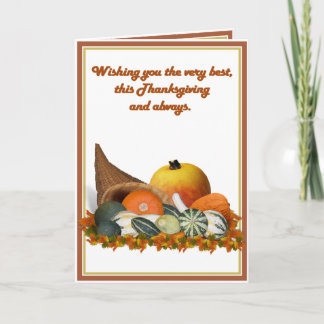 Cornucopia with Fall Gourds Holiday Card