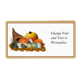 Cornucopia with Fall Gourds Label