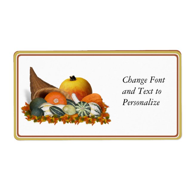 Cornucopia with Fall Gourds Label (Front)