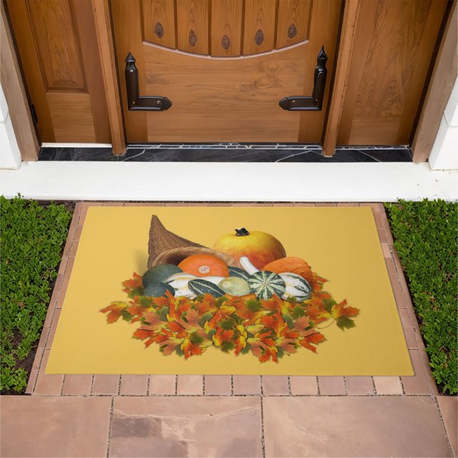 Cornucopia with Fall Gourds Thanksgiving Doormat (Outdoor)