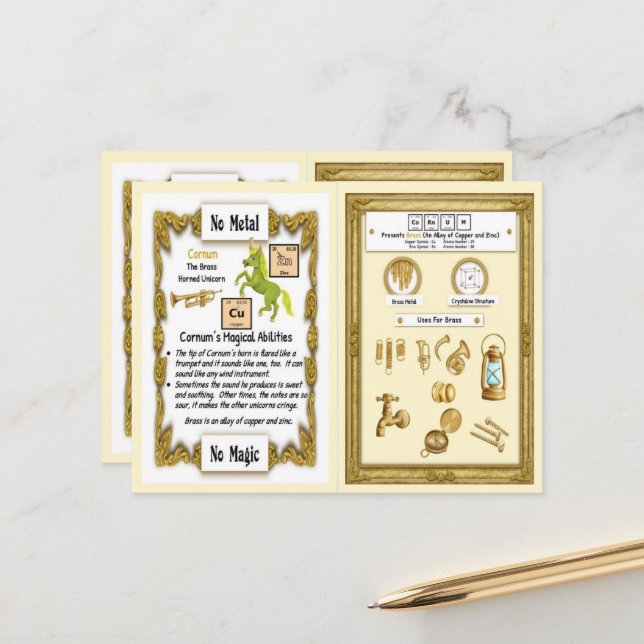 Cornum - Brass Horn Unicorn Game Card (Front/Back In Situ)