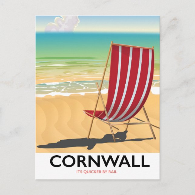 Cornwall beach classic travel poster postcard (Front)
