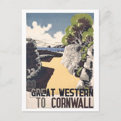 Cornwall coast England vintage travel postcard