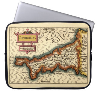 Cornwall, Cornwaile County England Antiquarian Map Laptop Sleeve