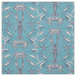 cornwall crustaceans damask blue teal fabric