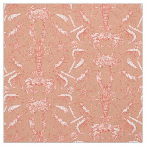 cornwall crustaceans damask cayenne terracotta fabric