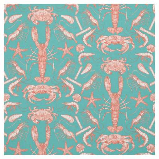 cornwall crustaceans damask cayenne verdigris fabric