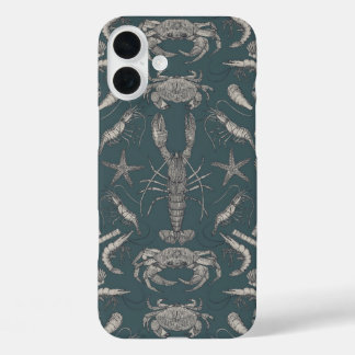 cornwall crustaceans damask dark apatite iPhone 16 plus case