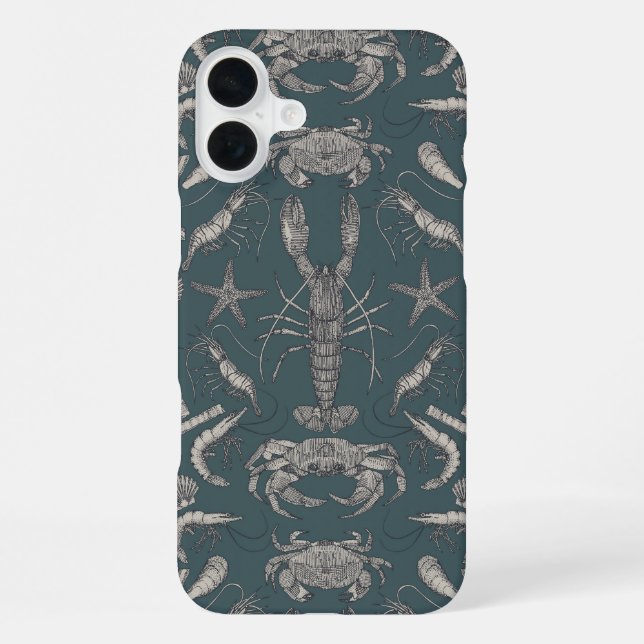 cornwall crustaceans damask dark apatite iphone case (Back)
